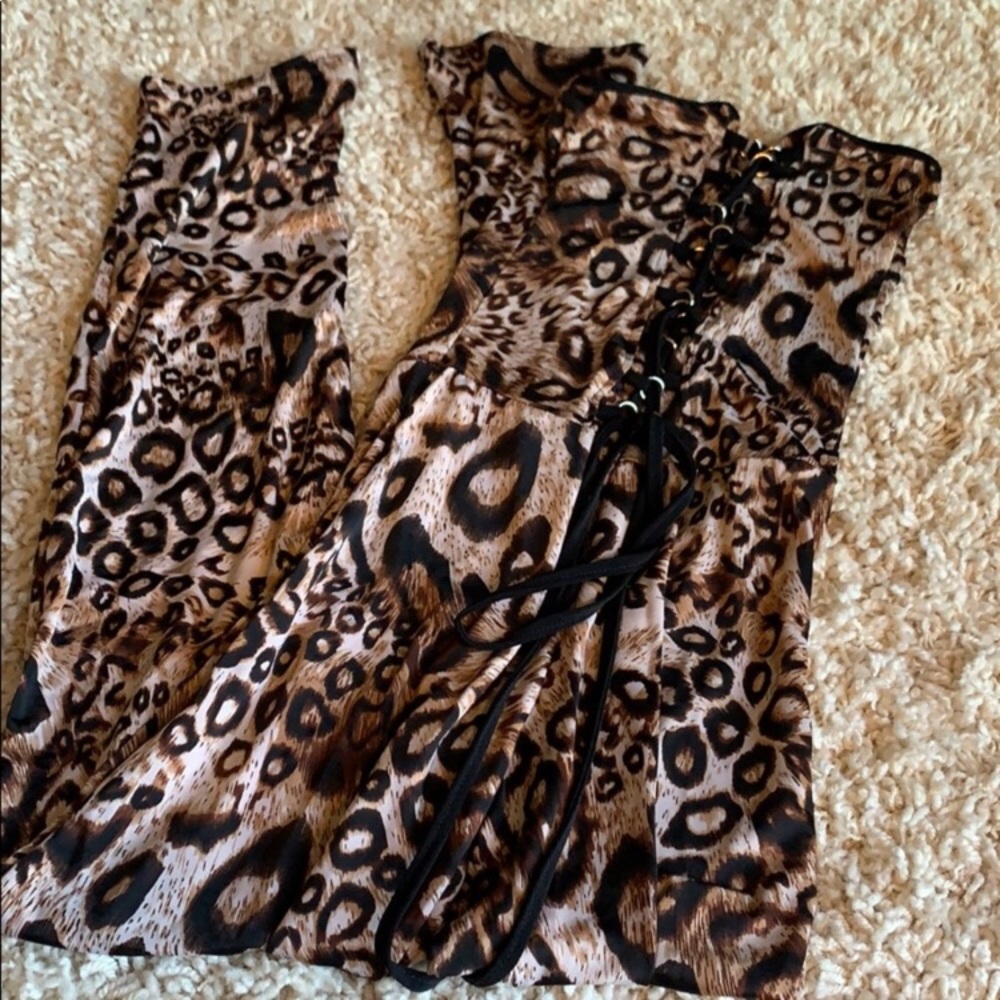 Stretchy Animal Print Strapless Jumpsuit